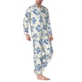 thumbnail image 2 of Naloa Daisies Flowers Men’s Pajamas Set - Long Sleeve Button Down Sleep Shirt and Pajama Bottoms Sleepwear Set-X-Large, 2 of 7