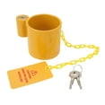 thumbnail image 2 of Anti Theft King Pin Lock, Heavy Duty Universal Simple Operate Weather Resistant 5th Wheel Trailer King Pin Lock with Yellow Caution Tag for Trailer, 2 of 7