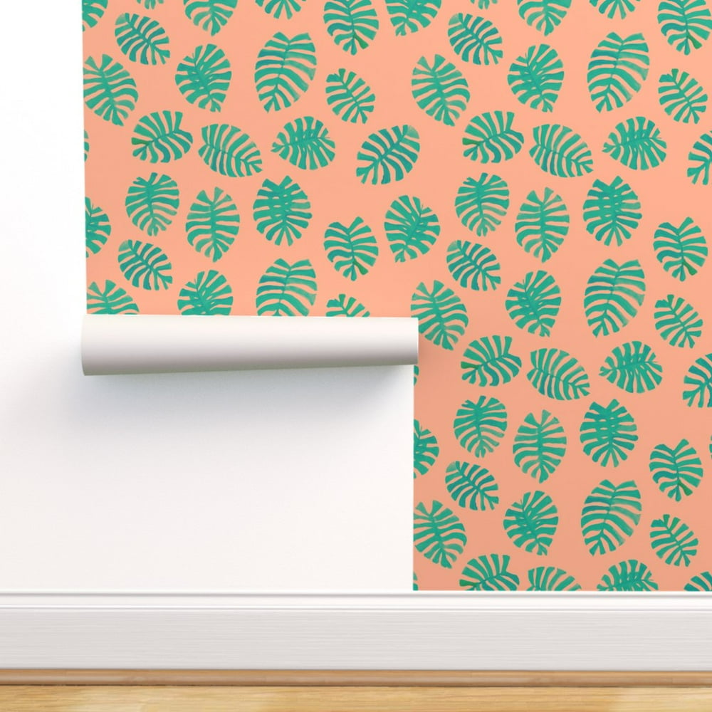PeelandStick Removable Wallpaper Tropical Leaf Pink And