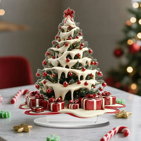 Costeam Christmas Tree Christmas Acrylic Ornaments Home Decorations Festive Xmas Hanging Decor for Indoor Home Holiday Party Family Gatherings Cute Lightweight Acrylic Ornaments