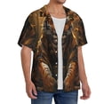 thumbnail image 2 of Pofeuu Tiger In The Fallen Leaf Forest Print Mens Casual Short Sleeve Shirts Beach Summer Spread Collar Pocket Tops Men's Casual Short-sleeved Shirt-, 2 of 5