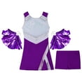 thumbnail image 5 of YONGHS Kids Girls Cheerleading Halloween Outfits Sequins Dance Dress+Shorts+Pom Poms, 5 of 7