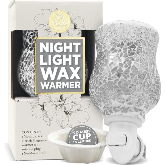 Belle Aroma® Bijou Fragrance Vase® Wax Warmer, Heating Element with LED Lighting, One No-Mess Cup - Silver, Mosaic