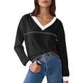 thumbnail image 6 of Hinvhai V Neck Plus Size Long Sleeve Shirts for Women Basic Tshirts Fall Trendy Tops Spring Clothes Dressy Casual Blouses Black M(M), 6 of 9