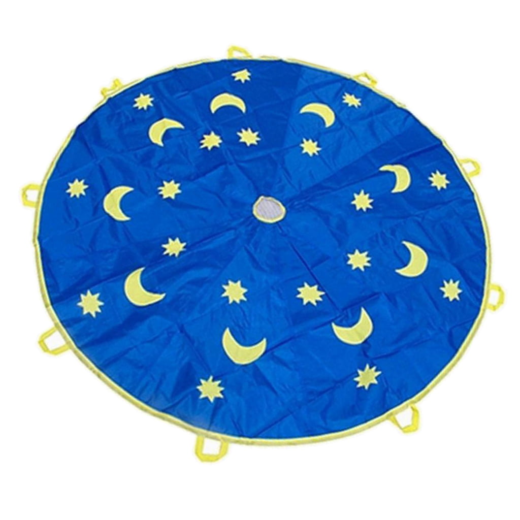 300cm Moons & Stars Kids Play Parachute w/ 8 Haddles Outdoor Game Sports Toy 