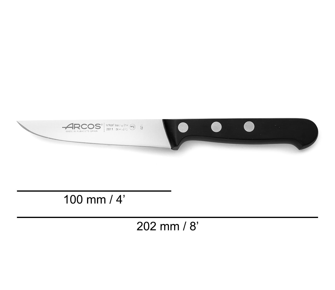 Arcos 4" Vegetable Knife, Stainless Steel, Black - Professional Peeling Tool