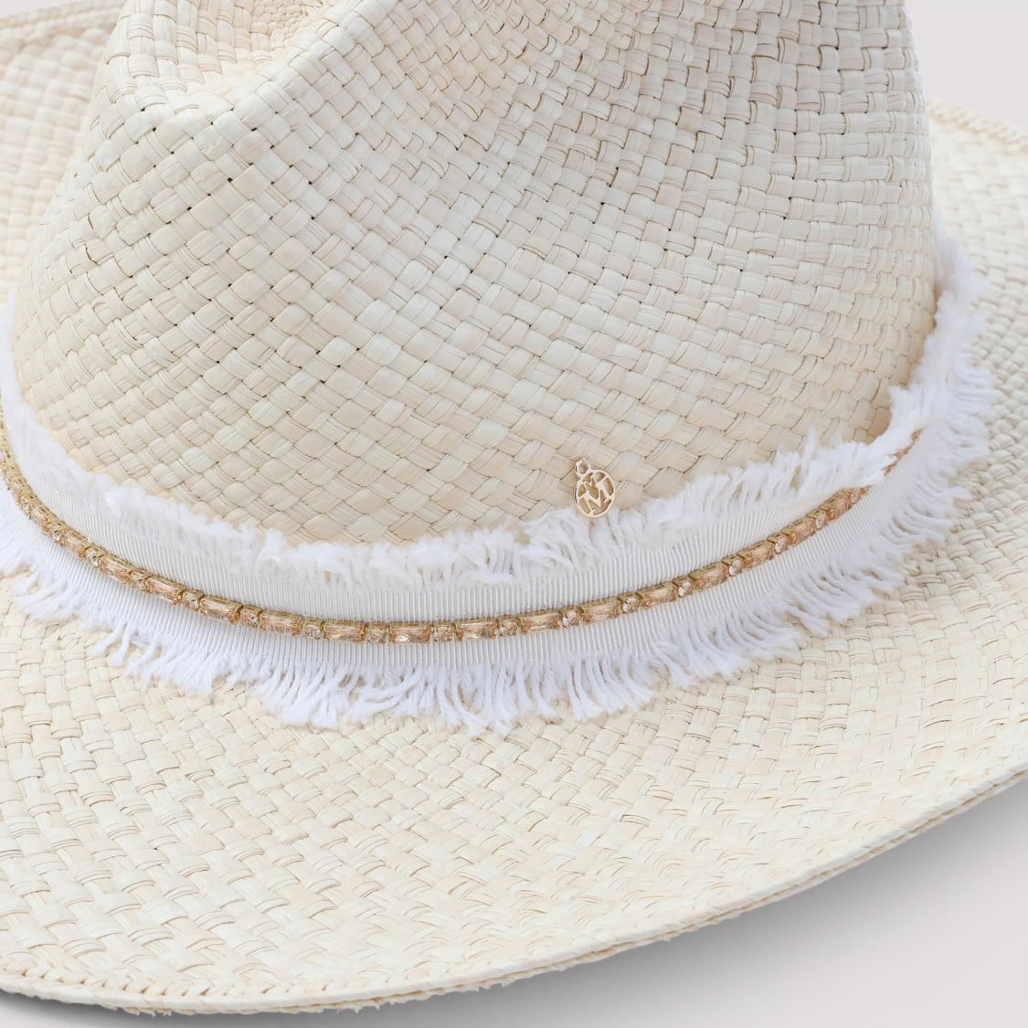ハット Maison Michel Nude Brimmed Hat With Delicate Fringe Detail Maison Michel Women's Nude Brimmed Hat With Delicate Fringe