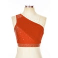 thumbnail image 3 of Eandarui Women Shiny Lyrical Dance Top One Shoulder Crop Top Lady Modern Contemporary Dancewear Orange XXL, 3 of 6