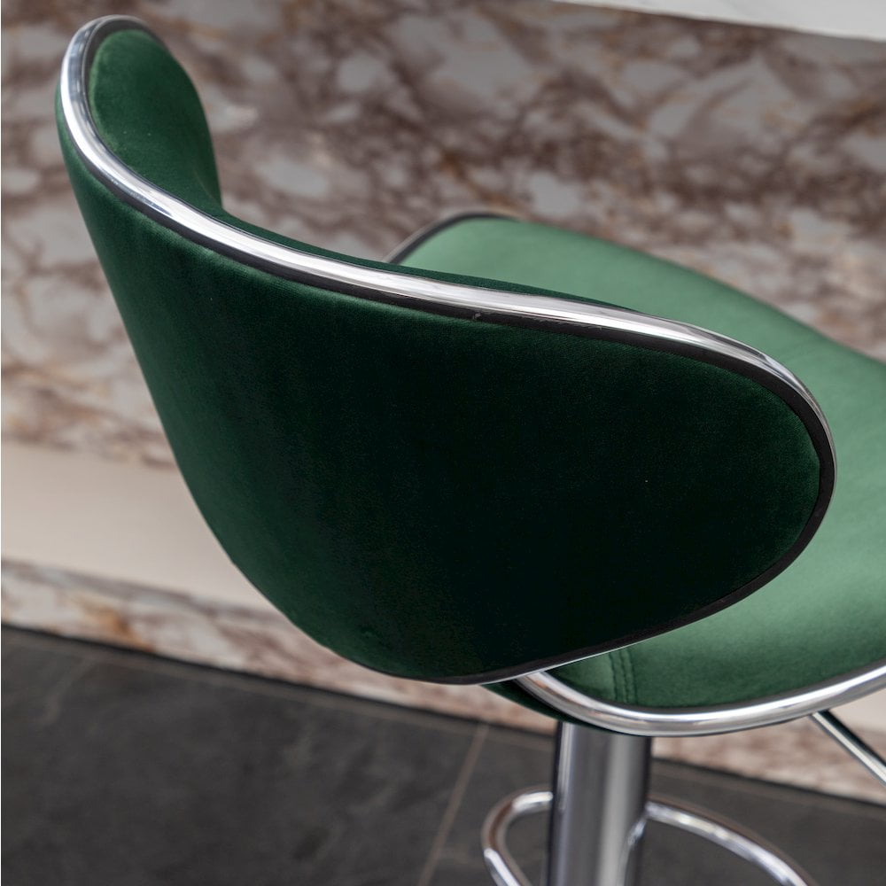 Masaccio Velvet Upholstered Adjustable Swivel Barstool(Set of 2) in Green