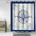 thumbnail image 2 of Shower Curtain Compass Shower Curtains for Bathroom Decor Navigation Blue Shower Curtain Sets with Hooks Waterproof Fabric Bath Curtain Extra Long 72" X 84", 2 of 6
