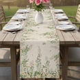 thumbnail image 4 of Watercolor Floral Table Runner - 72 Inch Long Spring Leaves Flowers Botanical Beige Cotton and Linen Blended Dress Scarves Farmhouse Table Runner for Kitchen Dining, Coffee Table, 13" x 72", 4 of 8