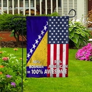 Flag American Half Bosnian Flag Bosnian American Friendship Bosnia And Herzegovina U.S.A Patriotic Proud House Flag, Double-Sided Decorative Outdoor Flag, Patriotic Polyester Yard Flag 29.5 x 39.5 in
