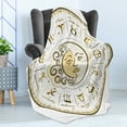 thumbnail image 4 of Zodiac Soft Flannel Fleece Throw Blanket, Circular Zodiac Chart Apparent Position of Sun and Moon in Centre Pattern Print, Cozy Plush for Indoor and Outdoor Use, 70" x 90", Yellow Beige, by Ambesonne, 4 of 5