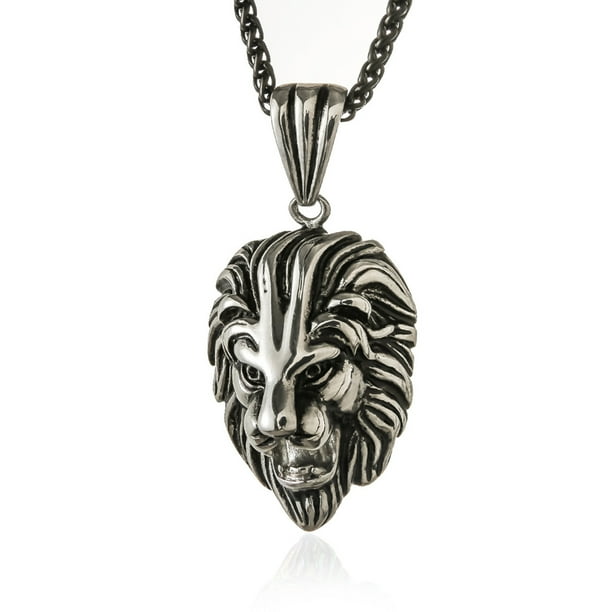 Collar de león vintage Collar de hombre con colgante de cabeza de león de acero de titanio personalizado