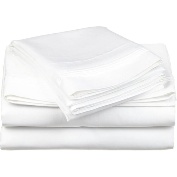Split Bed Sheet Set 5 Pieces (1 Flat, 2 Fitted Sheet, 2 Pillow Covers) - 100% Egyptian Cotton - 600 Thread Count Deep Pocket up to 18" Mattress Size Split California King Color White Solid