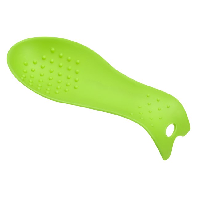 Silicona Cuchara Descanso, 9.25 x 3.86 Calor Resistente Cocina Utensilio Soporte Espátula Cucharón Descanso para Mostrador Estufa Tapa, Verde 1uds