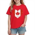 thumbnail image 2 of Girls Canadian Flag Heart T-Shirt Kids Red Canada Day Distressed Vintage Cotton Short Sleeve Crew Neck,Size 9 T, 2 of 6