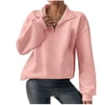 thumbnail image 1 of Timegard Quarter Zip Pullover for Women Long Sleeve Sweatshirts Fall Winter Loose Tops Solid Color, 1 of 6