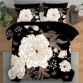 thumbnail image 4 of Queen Comforter Set Botanical Floral Bedding Set White Flowers Leaves Printed on Black Reversible Design Soft Microfiber Comforter with Sheet Set All Season 7 Pieces Bed in a Bag, 4 of 7