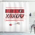 thumbnail image 1 of XOXO Shower Curtain, I Like You Calligraphy with Brushstrokes Cute Design Image, Fabric Bathroom Set with Hooks, 69W X 75L Inches Long, Dark Coral Rose Coral Charcoal Grey, by Ambesonne, 1 of 3