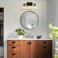 thumbnail image 3 of Deyidn 16.9" Modern Black Vanity Light, 3-Light Dimmable Bathroom Light Fixture with Square Crystal Shades, for Mirror Lighting, Bathroom Wall Sconce, 3 of 9