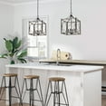 thumbnail image 3 of LNC 4-Light Black Square Farmhouse Chandelier Lamp with Wood Accent, LED Kitchen Island Light, 3 of 10