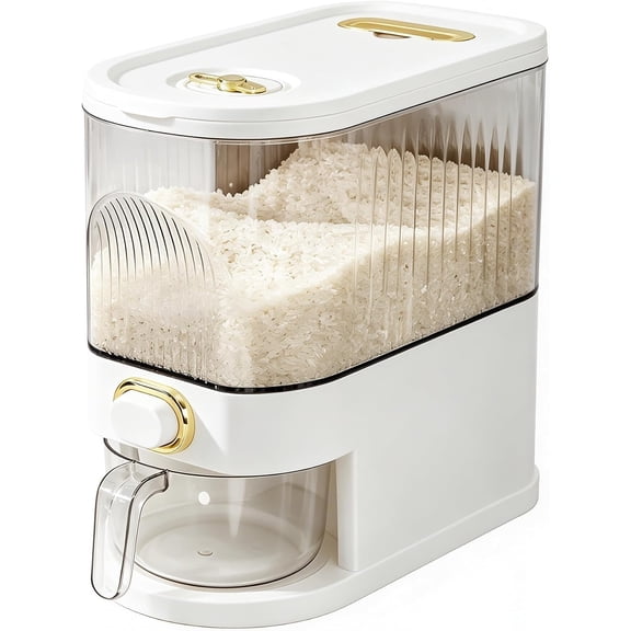 Rice Dispenser, Clear | Grain Container Storage, With Lid, Measuring Cylinder, Moisture Proof, Household Cereal Dispenser Bucket