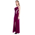 thumbnail image 6 of Angel-fashions Wedding Guest Gown One Shoulder Split Evening Dress Long Pleated Beading Formal Party Gown Magenta Large, 6 of 6