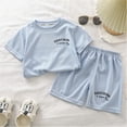 thumbnail image 2 of Fesfesfes Summer Outfits Short Sleeve Set Summer Korean Shorts T Shirt Childrens Summer Short Sleeved Round Neck Top/Shirt Set, 2 of 4
