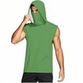 thumbnail image 6 of Olyvenn Unisex Casual Hooded Tops with Ear-Hook Face Mask Solid Color Sun Protection Short-Sleeve Ice Silk Shirts Green L, 6 of 8