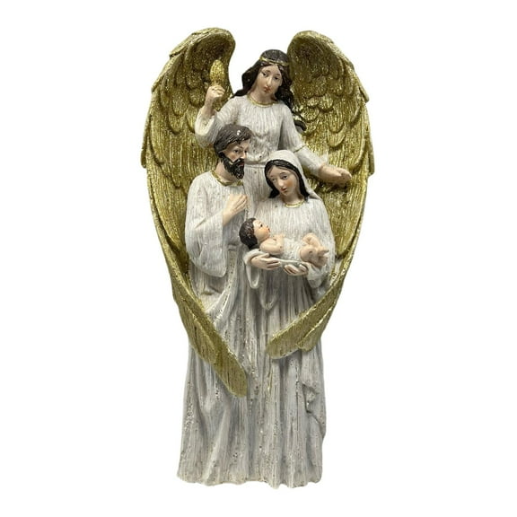 jicheng Angel Holy Family Figurine Catholic Religious Statue for Desk Holiday Office S Gold