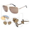 thumbnail image 4 of JUST GO Men Metal Frame Square Aviator Polarized Sunglasses, 100% UV Protection, Matte Gold, Brow, 4 of 7