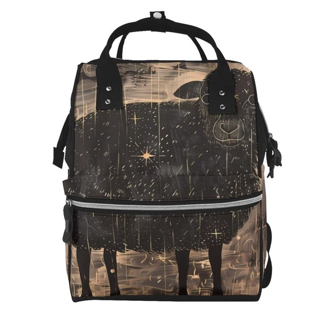 Easygdp Starry Night Black Sheep para Bolsa de Bebé de Gran Capacidad con Múltiples Bolsillos, Bolsa de Pañales para Padres, Bolsa de Viaje Organizada y Elegante