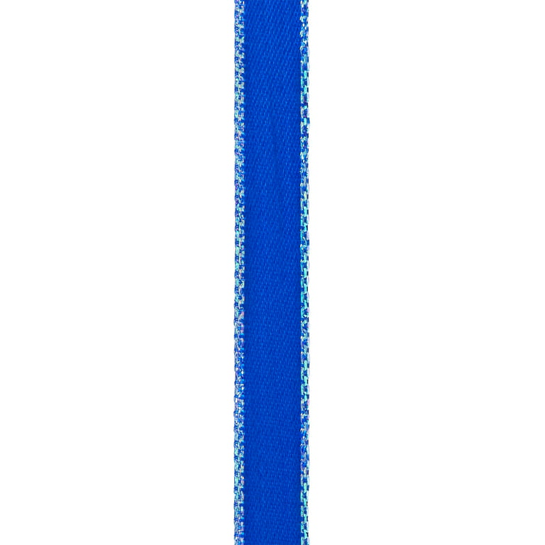 Offray Ribbon, Blue Narrow Satin and Sheer Opalescence Polyester Ribbon, 9  feet