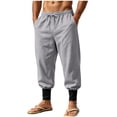thumbnail image 2 of QSXADF Men's Casual Jogger Pants Loose Drawstring Pants Linen Breathable Drawstring Waist Pocket Jogger Pants Men's Casual Trousers, 2 of 6