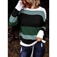 thumbnail image 2 of Fall Sweaters Round Neck Striped Cute Winter Pullover Sweaters for Women  2023 Drawstring, 2 of 10