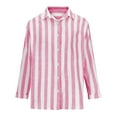 thumbnail image 5 of Kmdttou Womens Striped Button Down Shirts for Women Dress Shirts Fashion Casual Long Sleeve Turndown Collar Blouse Shirt Womens Fall Fashion, 5 of 6