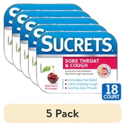 (5 pack) Sucrets Sore Throat Lozenges, Wild Cherry Flavor, 18 Count