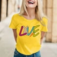 thumbnail image 2 of TSADFHJI Hauts pour Femmes Automne Décontracté Simple Couleur Unie Col Rond T-Shirt Manches Courtes Impression Drôle T-Shirt Manches Courtes L Jaune, 2 of 5