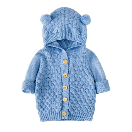 

Verugu Toddler Baby Girls Boys Winter Coat Thicken Warm Jackets Hooded Snow Outwear Coat Kids Winter Jacket Warm Coat Knit Outwear Hooded Sweater Sky Blue 6-12 Months