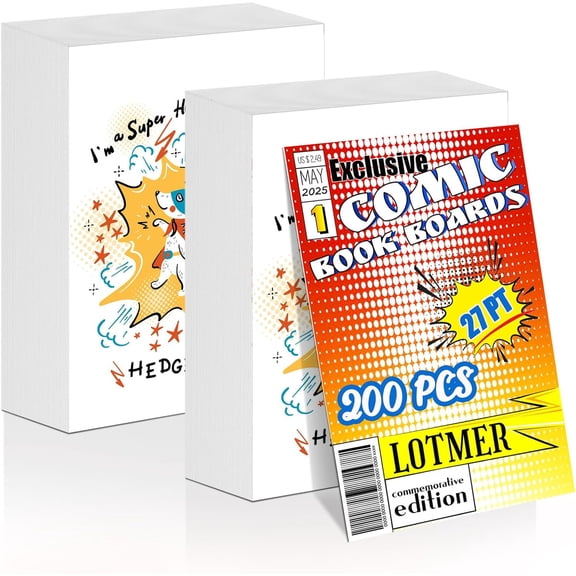 200ct Comic Book Boards, 27PT Extra Thick Acid-Free Backing Board Current Size Comic Book Boards Durable and Coated Precision Cut Boards for Regular Comics Archival