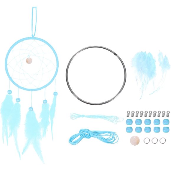 PATIKIL DIY Dream Catcher Kit, Making Dream Catcher Supplies Wall Hanging Handmade Dream Catcher Kits for Beginner Style 3, Sky Blue