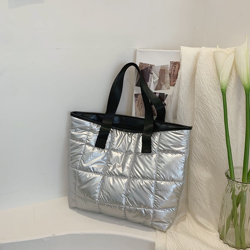 CHAMAIR Women Space Padded Messenger Bag Solid Color Zipper Crossbody Bag  (Silver) 