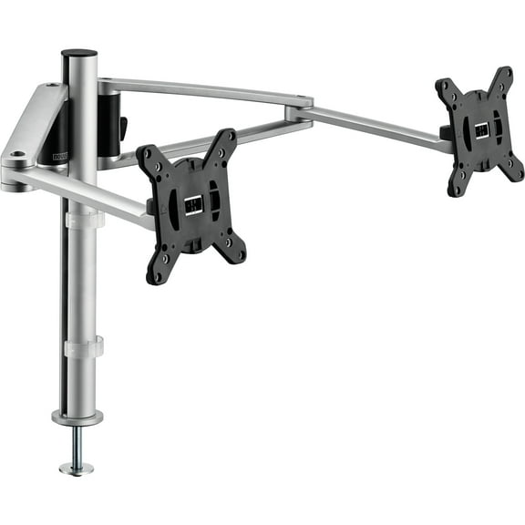Novus MY Twin Dual Monitor Arms with 13.75" MY Column with Drill Screw Base, ergonomic and highly adjustable, silver