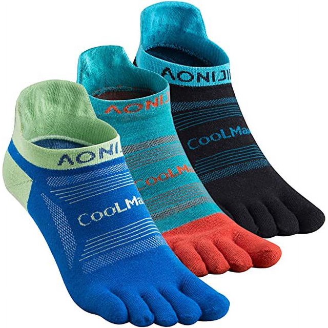 AONIJIE Coolmax Toe Socks for Men Finger Athletic Running Ankle Socks Quick Dry,3 Pairs