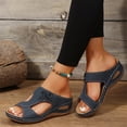 thumbnail image 5 of longantii Orthopedic Sandals for Women Arch Support Summer Flat Sandals Lightweight Slip on Non Slip Beach Slippers Beach Vacation 2026 Foam Shoes Navy, 5 of 5