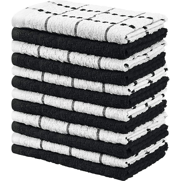 Kitchen Towels, 12-Pack - 15 x 25 Inches, Dobby Weave Kitchen Towels
