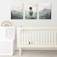 thumbnail image 2 of Baby Girl Adventure Nursery Decor, Adventure Nursery Wall Art, Watercolor Mountain Landscape, Woodland Decor for Kids Room, Baby Girl Set of 3 Canvas Set, Framed 16"x24", 2 of 5