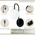 thumbnail image 2 of Homechoose Wall Sconces Set of Two,Plug in Wall Lights with Dimmable Knob Switch, Brushed Brass, Milky White Glass Globe Shade,Wall Lamps for Bedroom, Living Room,Hallway,Wall Decor, 2 of 20