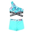 thumbnail image 4 of TTAO Girls 2 Piece Swimsuit Tropical One Shoulder Swim Tops with Shorts Summer Beachwear Swim Set Leaf 16, 4 of 5